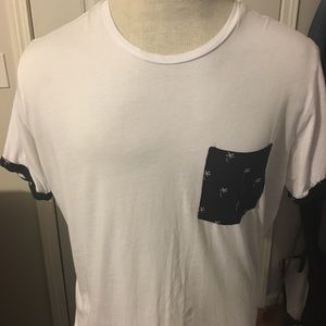 Navy blue and white palmetto print